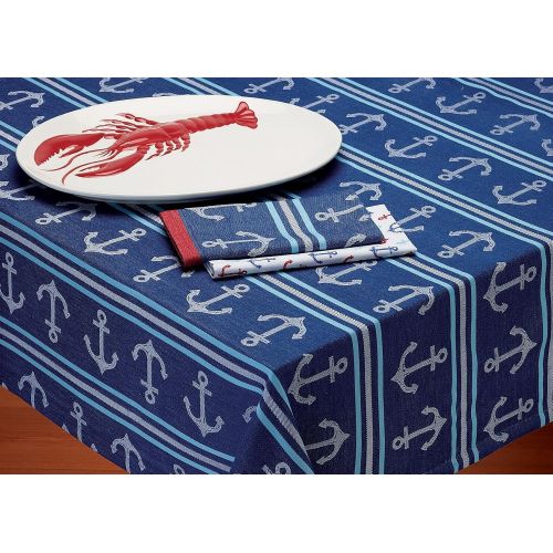  Design Imports Tablecloth (60 X 84, Anchor Stripe)