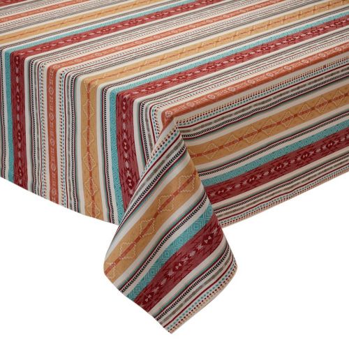 Design Imports Southwest Table Linens, 60-Inch by 84-Inch Oblong (Rectangle) Tablecloth, Mesa Stripe Jacquard