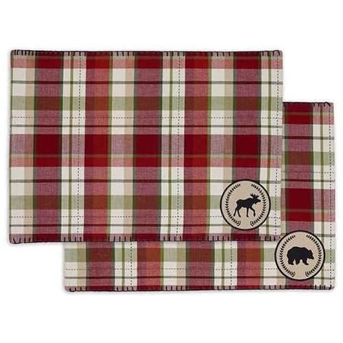  Design Imports DII Holiday Printed Placemat with Reversible Back - Set of 2 (Bear Moose)
