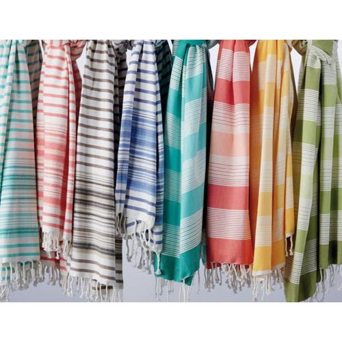  DII Design Imports Green Stripe Fouta Towel a Beach Towel, a Blanket, a Shawl - One Fouta Does It All! Oversized 39 X 78, 100% Natural Cotton