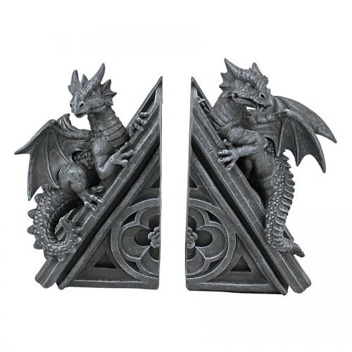  Design Toscano Gothic Castle Dragons Sculptural Bookends