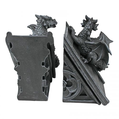  Design Toscano Gothic Castle Dragons Sculptural Bookends