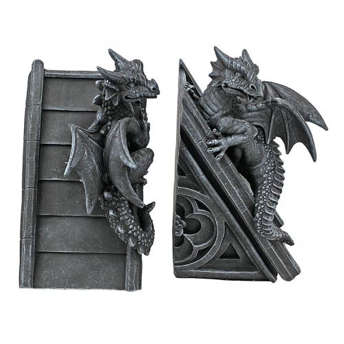  Design Toscano Gothic Castle Dragons Sculptural Bookends