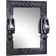 Design Toscano CL2429 Thorne Twin Sentinal Dragons Gothic Decor Wall Mirror Sculpture with Candle Holders, 24 Inch, Black