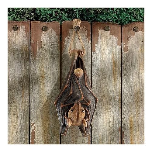  Design Toscano QM28985 Vampire Bat - Hanging Mega Bat Sculpture - Bat Figure - Halloween Bats,full color
