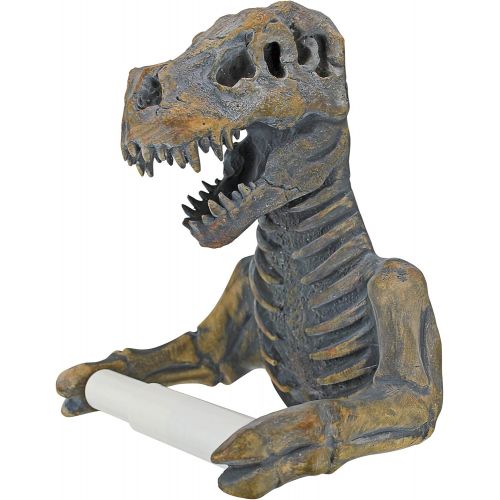  Design Toscano JQ9551 T. Rex Dinosaur Skeleton Bathroom Toilet Paper Holder, Multicolor