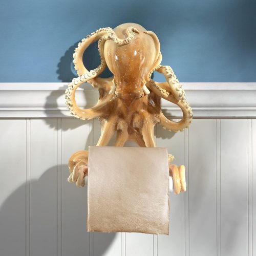  Design Toscano JQ8834 Holder-Tentacles Octopus Beach Toilet Paper Roll - Bathroom Wall Decor, Multicolor