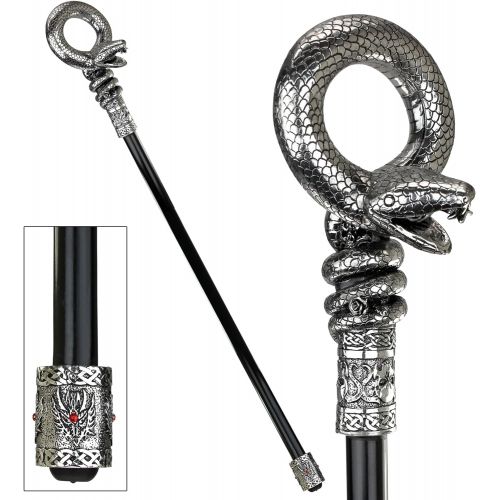  할로윈 용품Design Toscano QS292250 The Dragonsthorne Collection: Medusas Snake Walking Stick,Silver