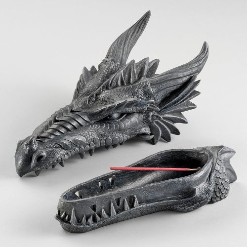  인센스스틱 Design Toscano Stryker The Smoking Dragon Gothic Incense Burner Box Statue, 10 Inch, Polyresin, Grey Stone,Greystone