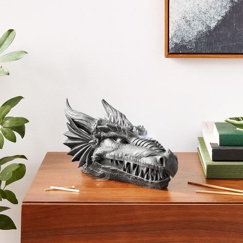  인센스스틱 Design Toscano Stryker The Smoking Dragon Gothic Incense Burner Box Statue, 10 Inch, Polyresin, Grey Stone,Greystone