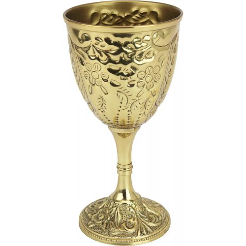 Design Toscano The Kings Royal Chalice Embossed Brass Goblet: Set of Six