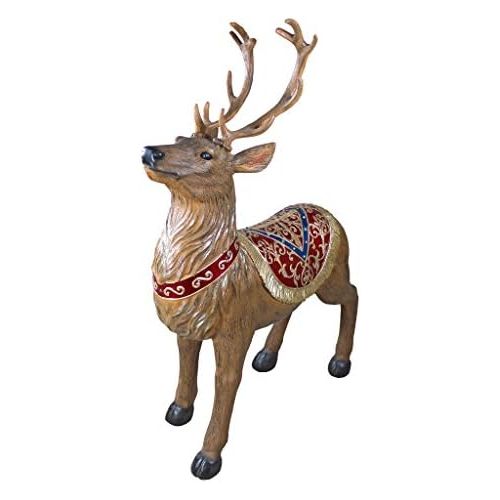  Design Toscano Christmas Decorations - Santa Claus North Pole Illuminated LED Christmas Reindeer Decorations - Holiday Decor Statue