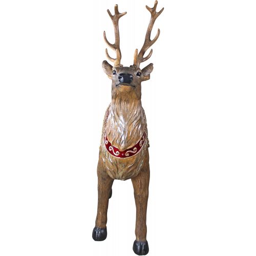  Design Toscano Christmas Decorations - Santa Claus North Pole Illuminated LED Christmas Reindeer Decorations - Holiday Decor Statue