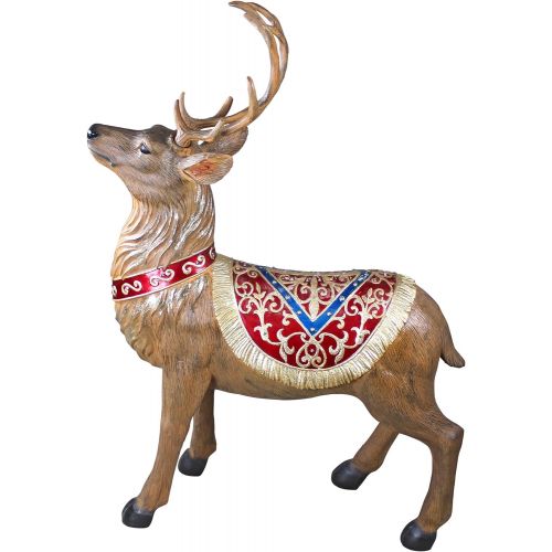  Design Toscano Christmas Decorations - Santa Claus North Pole Illuminated LED Christmas Reindeer Decorations - Holiday Decor Statue