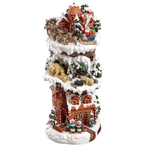  Design Toscano Christmas Village - The North Pole on Christmas Eve with Santa Claus Illuminated Holiday Lights Statue