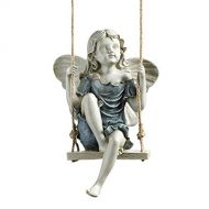 Design Toscano Summertime Fairy on a Swing Hanging Statue, 11 Inch, Polyresin, Two Tone Stone
