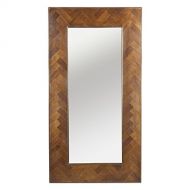 Design Tree Home Reclaimed Pine Wood Herringbone Inlay Large Floor Mirror