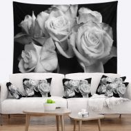 Designart TAP9986-80-68 Bunch of Roses Black and White Floral Blanket Decor Art for Home and Office Wall Tapestry, x Large: 80 in. x 68 in. in, Created On Lightweight Polyester Fab