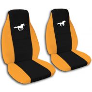 Designcovers 1994 to 2004 Ford Mustang White Running Horse Seat Covers Black Center with 20 Border Options (Burgundy)