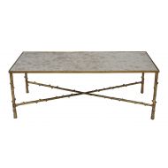 Designe Gallerie D191-216 Flynn Accent Coffee Table for Living Room, Hallway with Mirrored Top, 25.50 H, Gold Leaf Finish
