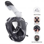 Designed Unigear Full Face Snorkel Mask with Detachable Camera Mount, 180°Panoramic View Ear Pressure Balance Anti-Fog Anti-Leak Snorkeling mask, Universal Size for Adults and Youth