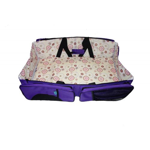  DesignerMadeSunshine 3 in 1 Bassibag Portable Bassinet Crib Changing Station Diaper Bag (Purple)