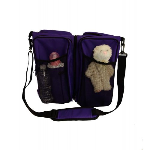  DesignerMadeSunshine 3 in 1 Bassibag Portable Bassinet Crib Changing Station Diaper Bag (Purple)