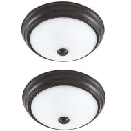 Designers Fountain EVLED502D-34D-2 Satin Bronze Dimming LED Flushmount with Alabaster Glass (2-Pack), 2 Piece
