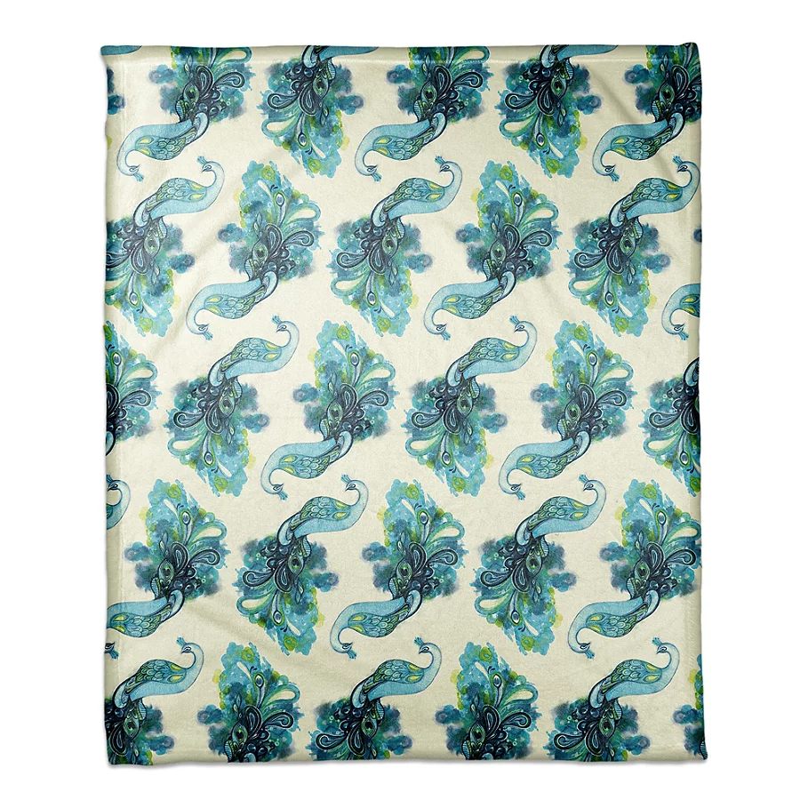 Designs Direct Boho Peacock Prance Throw Blanket