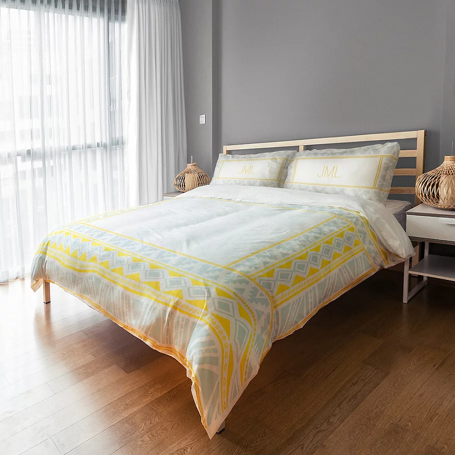 Designs Direct Tribal Border Pattern Duvet Cover in Yellow