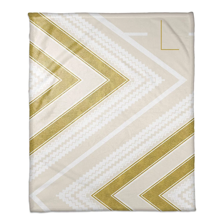  Designs Direct Zigzag Personalized Throw Blanket in Gold and Cream