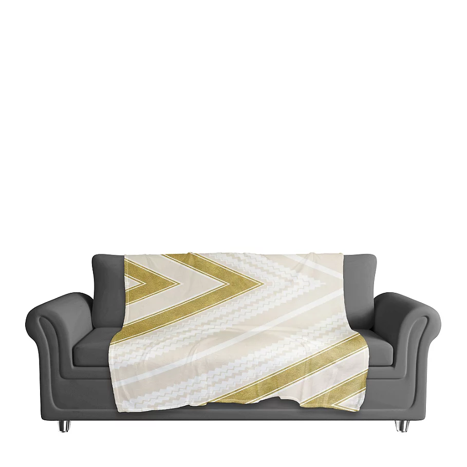  Designs Direct Zigzag Personalized Throw Blanket in Gold and Cream