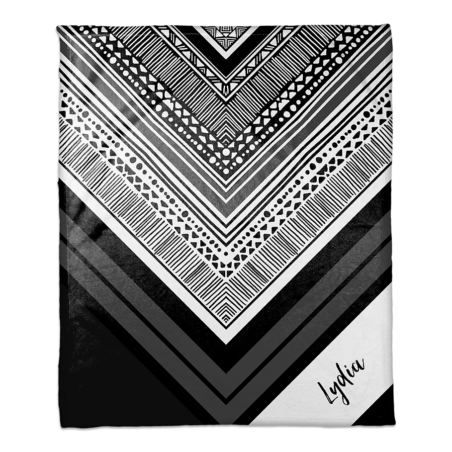 Designs Direct Tribal Printed Throw Blanket in BlackWhite