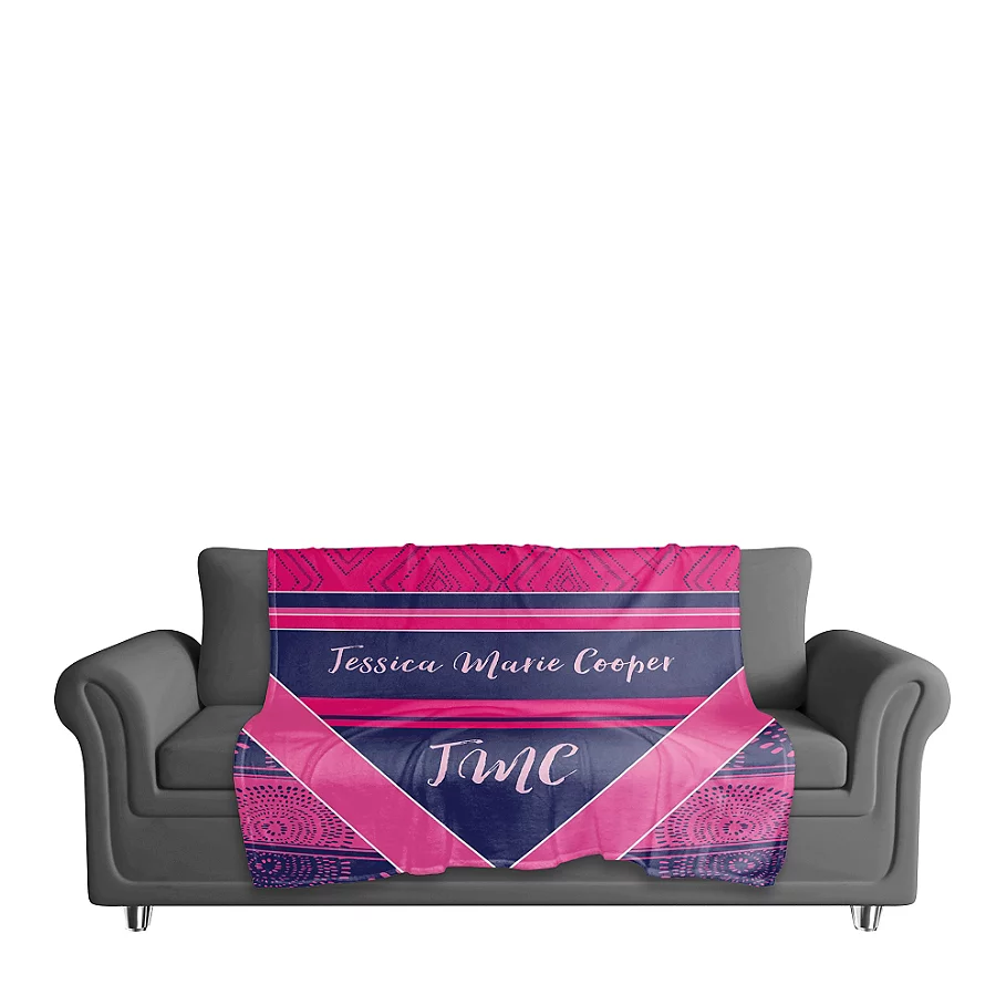  Designs Direct Boho Personalized Throw Blanket in PinkPurple