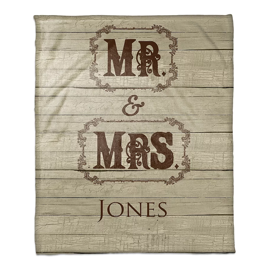 Designs Direct Mr. and Mrs. Throw Blanket in BrownBeige