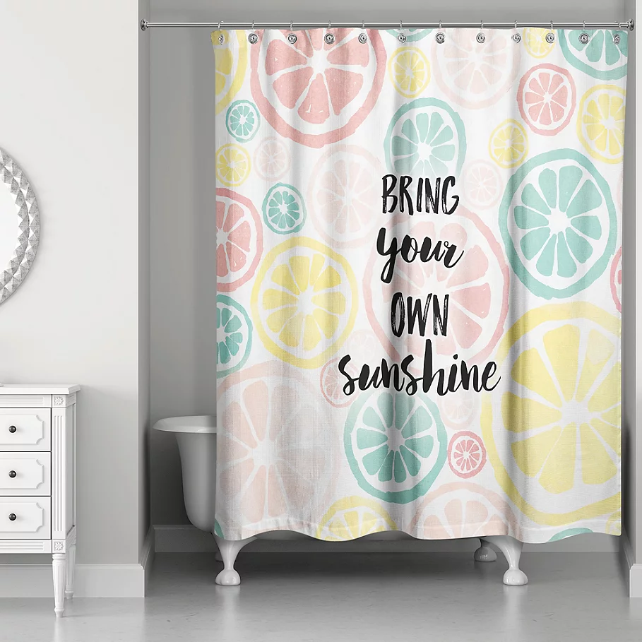Designs Direct 71-Inch x 74-Inch Own Sunshine Shower Curtain in Pink