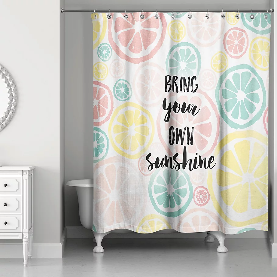  Designs Direct 71-Inch x 74-Inch Own Sunshine Shower Curtain in Pink