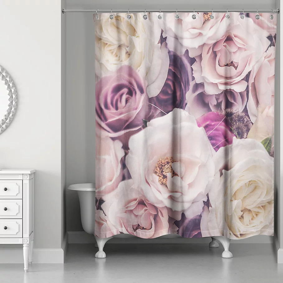 Designs Direct Romantic Blooms Shower Curtain in Pink