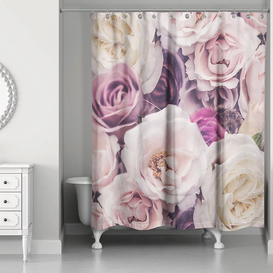  Designs Direct Romantic Blooms Shower Curtain in Pink