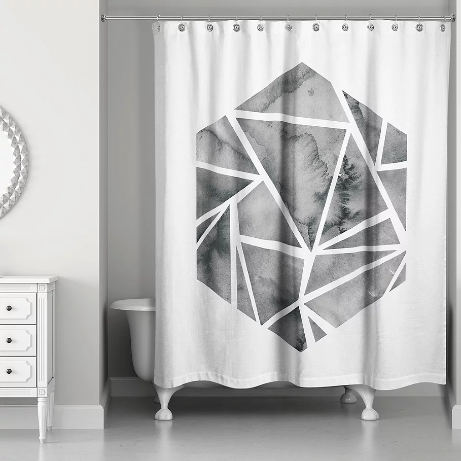 Designs Direct Shattered Hexagon Shower Curtain