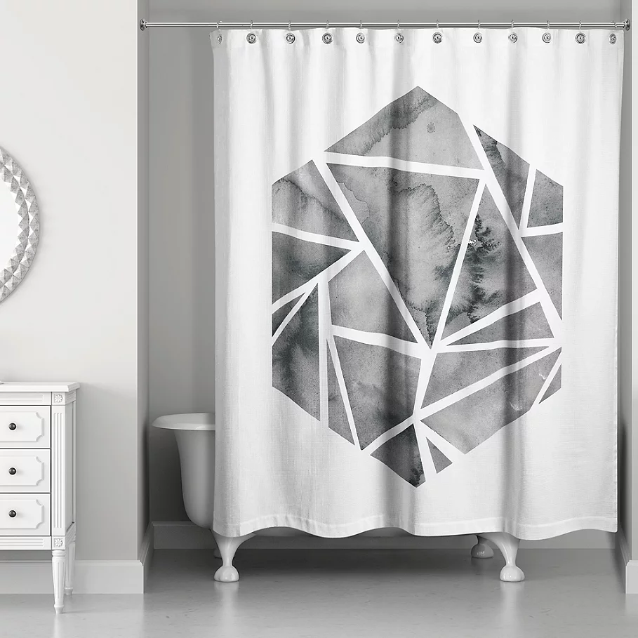  Designs Direct Shattered Hexagon Shower Curtain