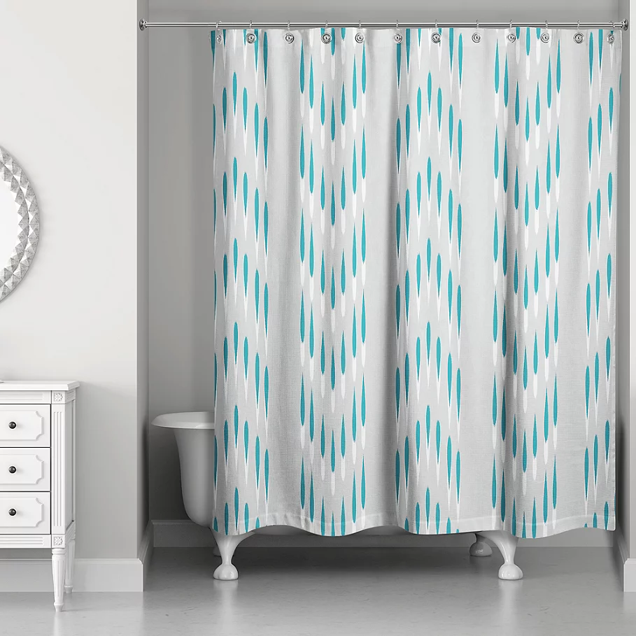 Designs Direct Geo Ikat Shower Curtain in Teal