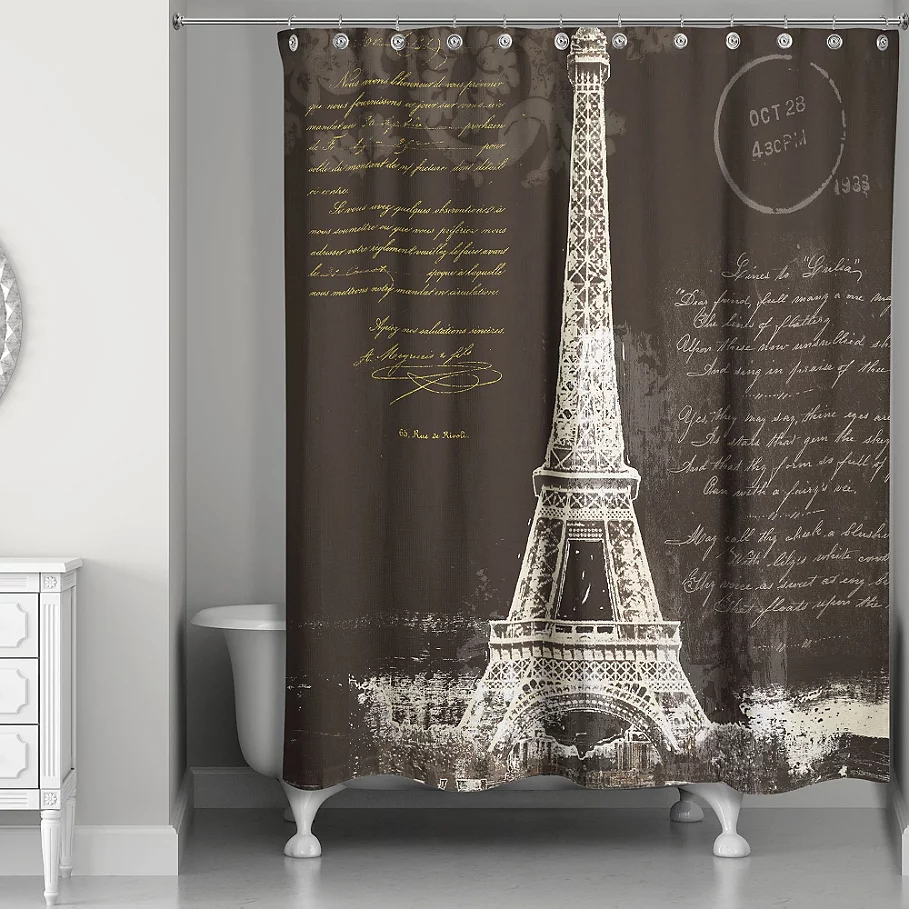 Designs Direct Painterly Paris Shower Curtain in BlackWhite