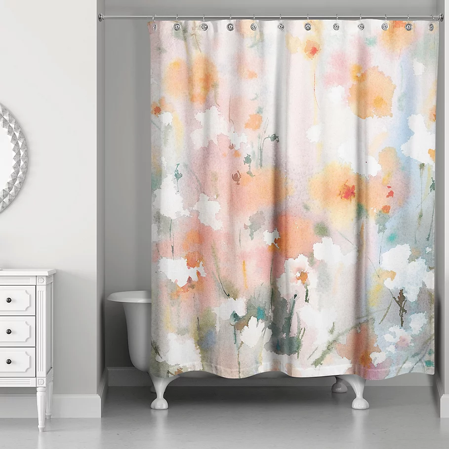 Designs Direct Soft Watercolor Florals Shower Curtain