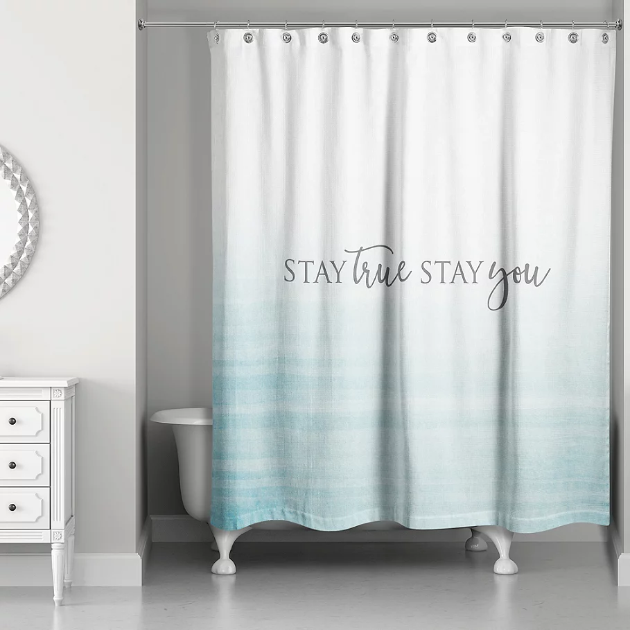  Designs Direct Stay True Stay You 74-Inch x 71-Inch Shower Curtain in Blue