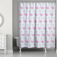 Designs Direct Preppy Flamingo Flock 71-Inch x 74-Inch Shower Curtain in Pink