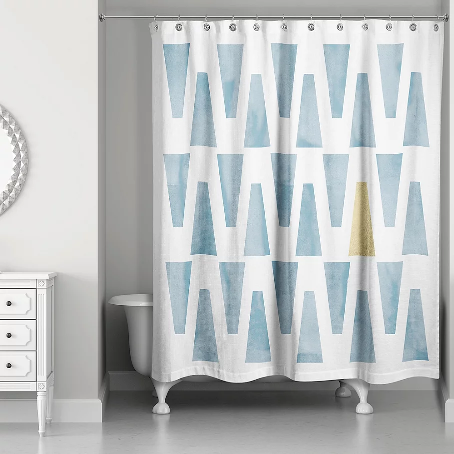Designs Direct Watercolor Triangles Shower Curtain in Blue