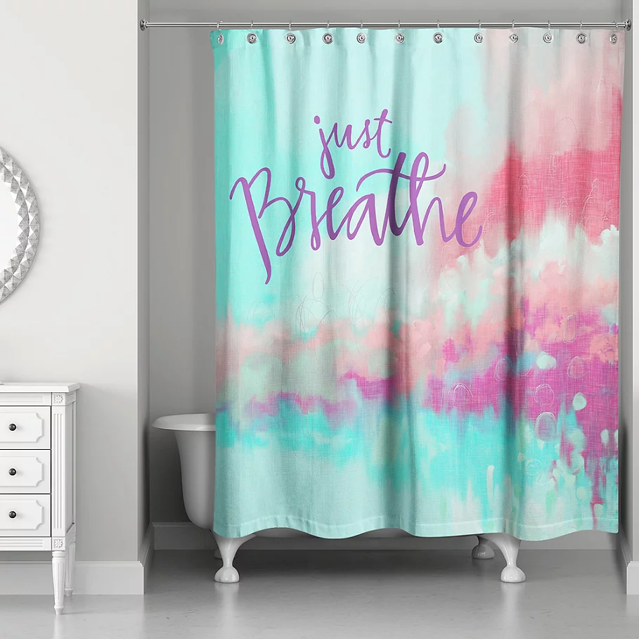 Designs Direct 71-Inch x 74-Inch Just Breathe Shower Curtain in Teal