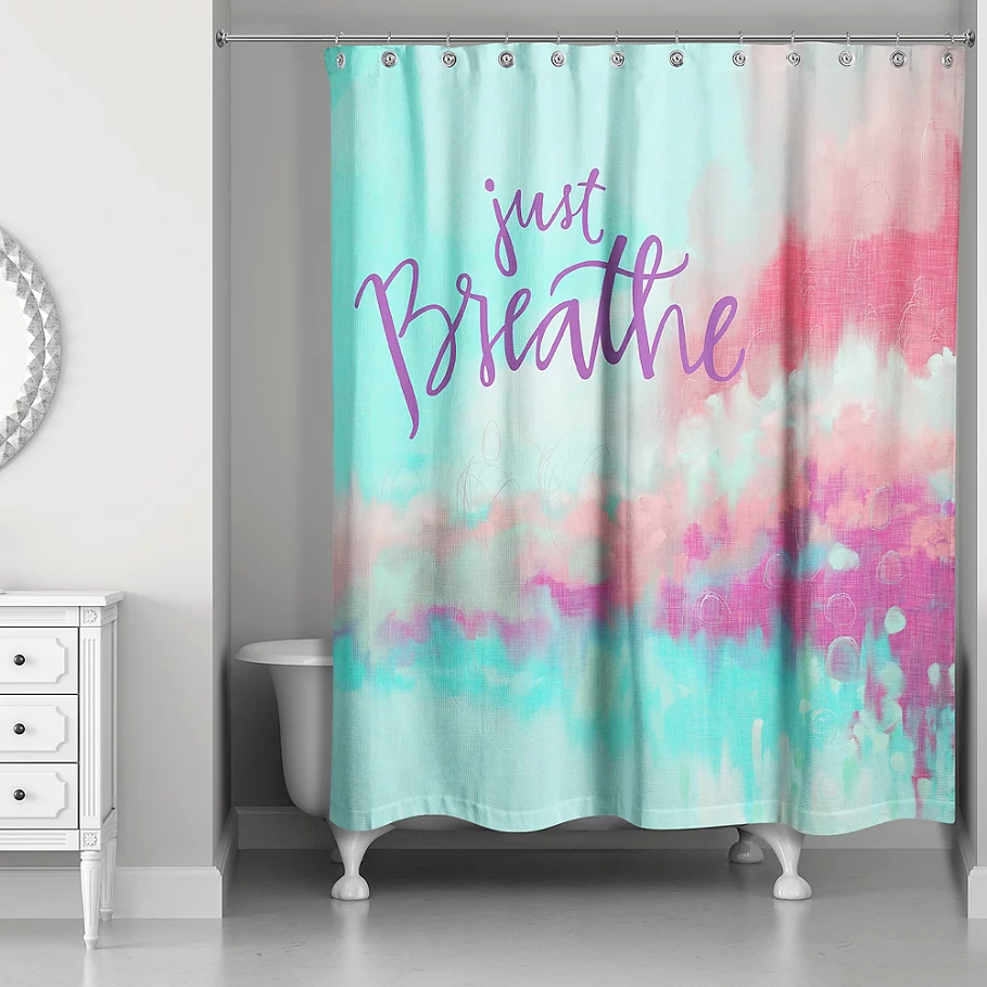  Designs Direct 71-Inch x 74-Inch Just Breathe Shower Curtain in Teal