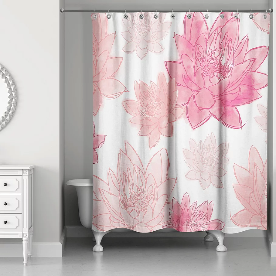 Designs Direct Blush Florals Shower Curtain in Pink